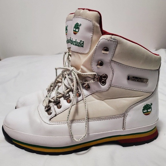 Timberland Jamaica Bob Marley White/Red/Green Euro Hiker Boots Men\'s Size 12 main image 6